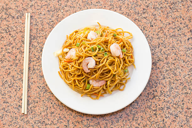 Delicious chinese food, shrimp Lo Mein stir fry