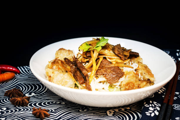 Tasty Vietnamese food Bo bun rice vermicelli